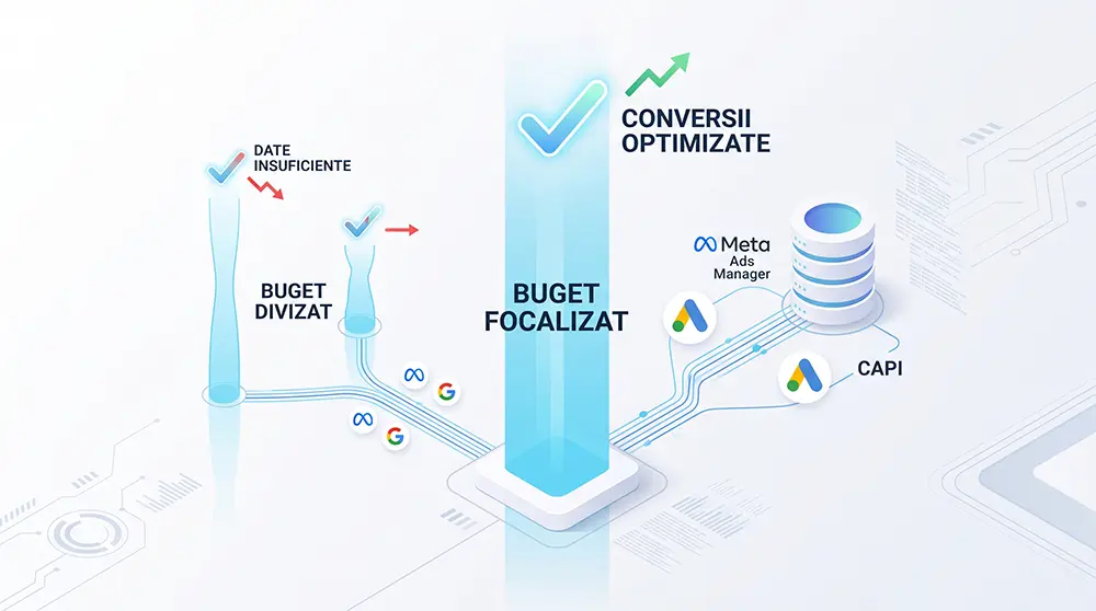 Buget împărțit între Google Ads și Facebook Ads sau concentrat pe un singur canal?