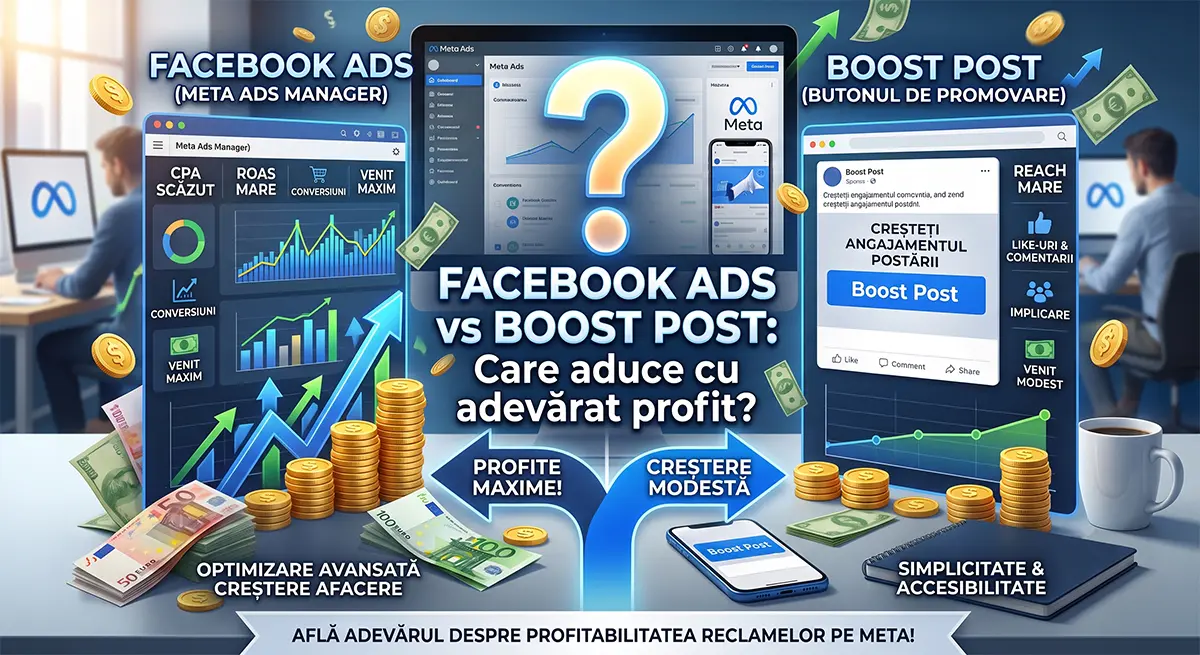 Facebook Ads vs Boost Post: Care aduce cu adevărat profit?